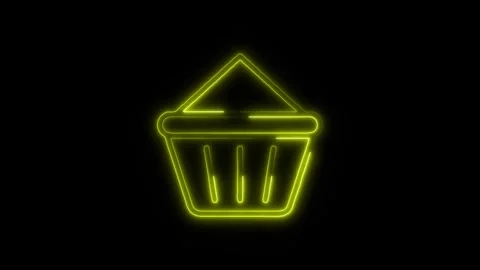 Shopping Basket Outline Icon in HD Video Neon Animation  Retail and Commerc Stock-Footage 304375111