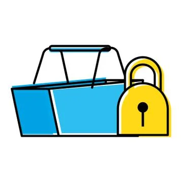 Shopping basket with padlock secure Stock Illustration