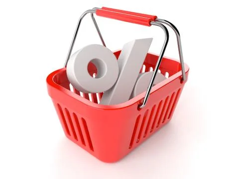 Shopping basket with percent symbol Stock Illustration