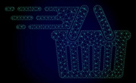 Shopping Basket Polygonal Frame Vector Mesh with Fast Motion Effect Stock Illustration