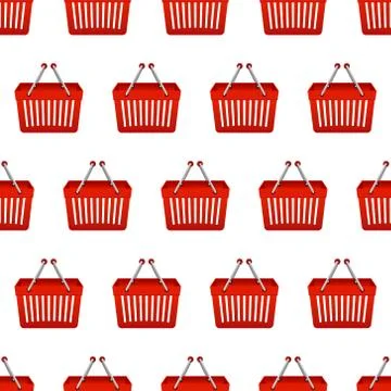 Shopping basket seamless pattern Illustrazione stock