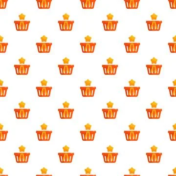 Shopping basket seamless pattern with star rating Illustrazione stock