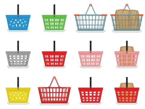 Shopping basket set Stock Illustration