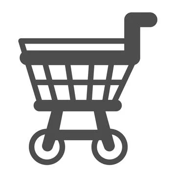 Shopping basket solid icon, shopping concept, trolley sign on white background Stockillustratie