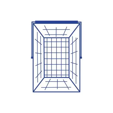 Shopping basket vector illustration. Empty blue wire mesh supermarket basket Stock Illustration