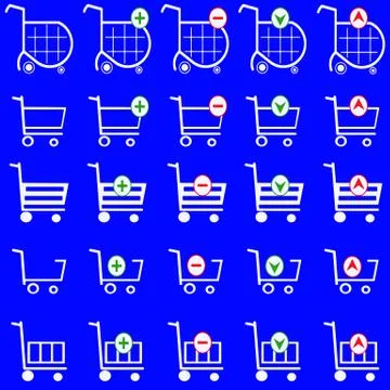 Shopping basket vector set - online shopping cart Stock Illustration