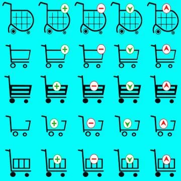 Shopping basket vector set - online shopping cart Stock Illustration