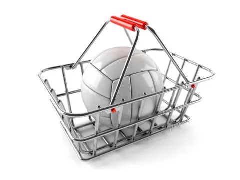 Shopping basket with volleyball Stock Illustration