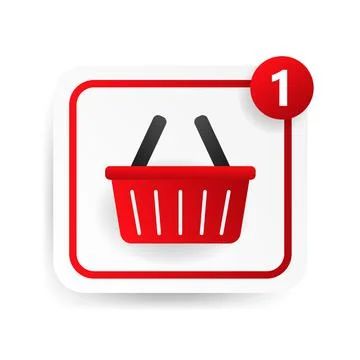 Shopping basket web button on white background Illustrazione stock