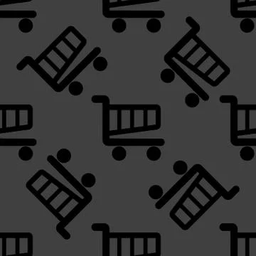 Shopping basket web icon. flat design. Seamless pattern. Illustrazione stock
