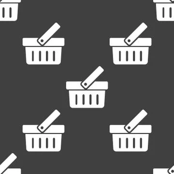 Shopping basket web icon. flat design. Seamless pattern. Illustrazione stock