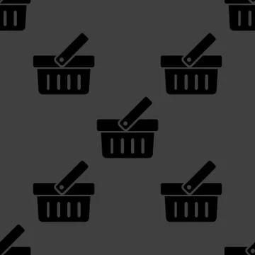 Shopping basket web icon. flat design. Seamless pattern. Stock Illustration