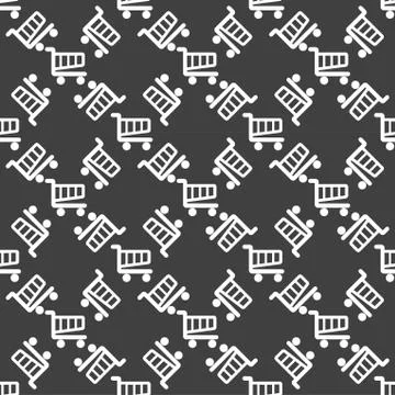 Shopping basket web icon. flat design. Seamless pattern. Illustrazione stock