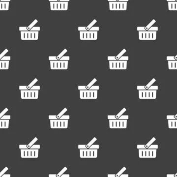 Shopping basket web icon. flat design. Seamless pattern. Stock Illustration