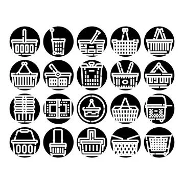 Shopping baskets and carts icon set collection Stock Illustration