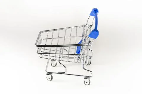Shopping baskets on a white background. Macro shot Stock Photos