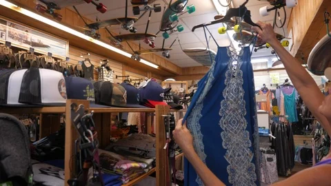 Shopping for  beach clothes  florida Stock Footage 90453774