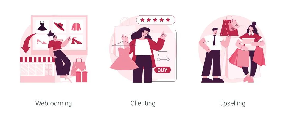 Shopping behavior abstract concept vector illustrations. Stock Illustration