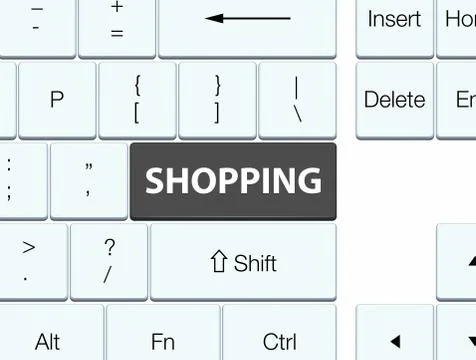 Shopping black keyboard button Stock Illustration