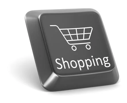 Shopping button, This is a computer generated and 3d rendered picture Illustrazione stock