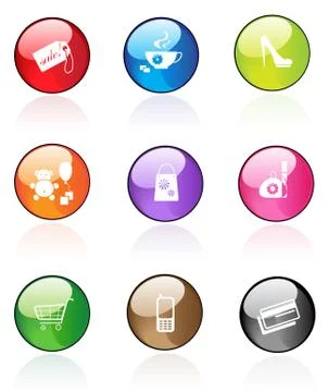 Shopping  buttons Stock Illustration