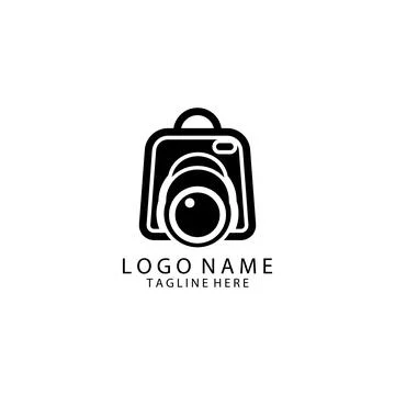 Shopping camera logo design vector Stock Illustration