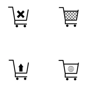 Shopping car icon set Stock Illustration
