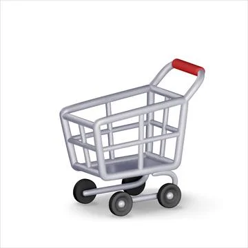 Shopping cart in 3d vector style. Stock Illustration