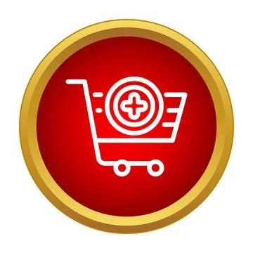 Shopping cart adding item icon for e commerce Stock Illustration