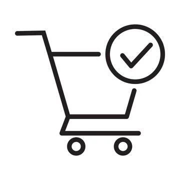 Shopping cart and check mark icon vector for graphic design, logo, web site, Stock Illustration