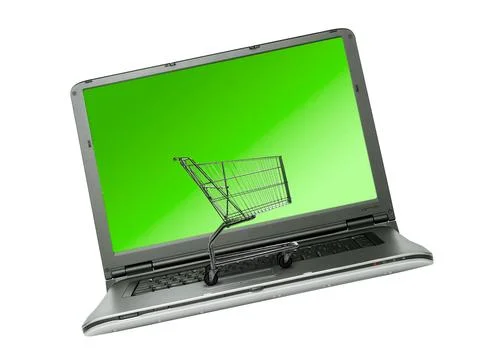 Shopping Cart and Computer keyboard Stockfoto's