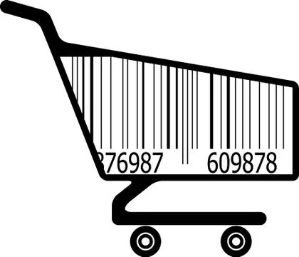 Shopping cart with ar code Stock-Illustration