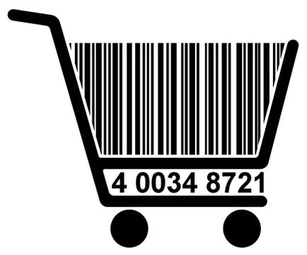 Shopping cart with barcode Stock Illustration