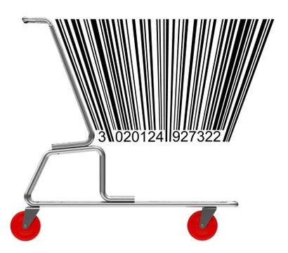 Shopping cart with barcode Stock Illustration