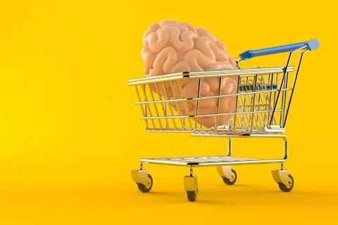 Shopping cart with brain Stock Illustration