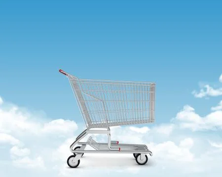 Shopping cart on clouds Stock Illustration