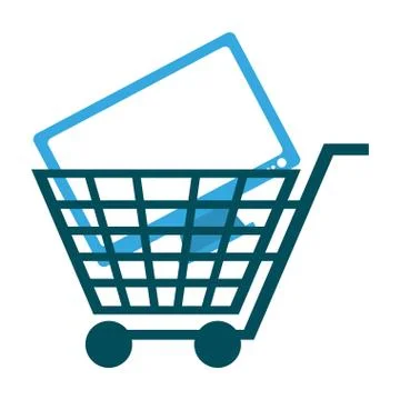 Shopping cart with computer screen Stock-Illustration