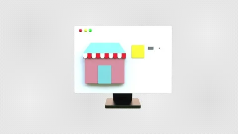 A shopping cart containing a computer screen symbolizing retail and e-comme.. Stock Footage 303065896