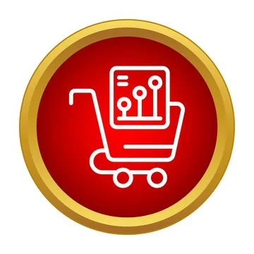 Shopping cart containing data analysis graph icon 스톡 일러스트