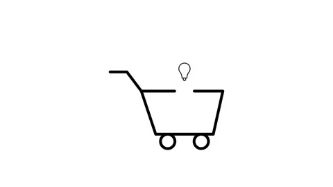 A shopping cart containing a light bulb, symbolizing innovative ideas or br.. Stock Footage 333549650
