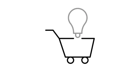 A shopping cart containing a light bulb, symbolizing innovative ideas or br.. Stock Footage 333550490