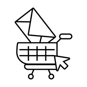 Shopping cart with digital elements in white background Stock Illustration