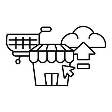 Shopping cart with digital elements in white background Illustrazione stock