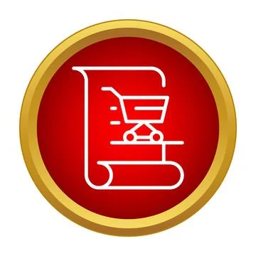 Shopping cart on document representing purchase invoice or receipt Stock Illustration