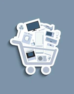 Shopping cart with electronics Stock Illustration