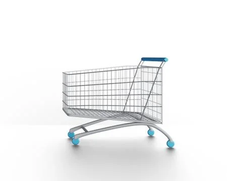 Shopping cart empty on white background, 3d illustration Stock Illustration
