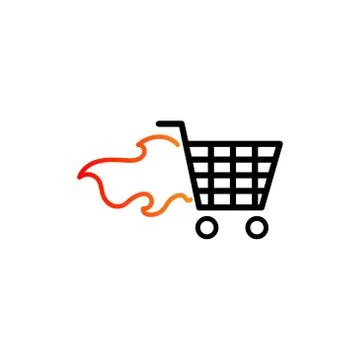 Shopping cart flame vector design template illustration Illustration