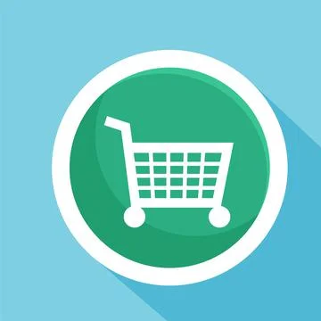 Shopping cart flat icon vector illustration symbol Isolated template. Illustrazione stock