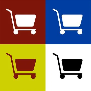 Shopping cart flat icon vector illustration symbol Isolated template. Illustrazione stock