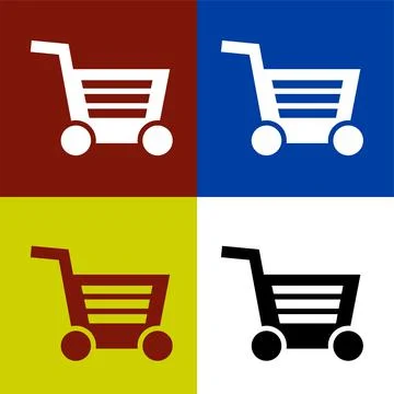 Shopping cart flat icon vector illustration symbol Isolated template. Illustrazione stock